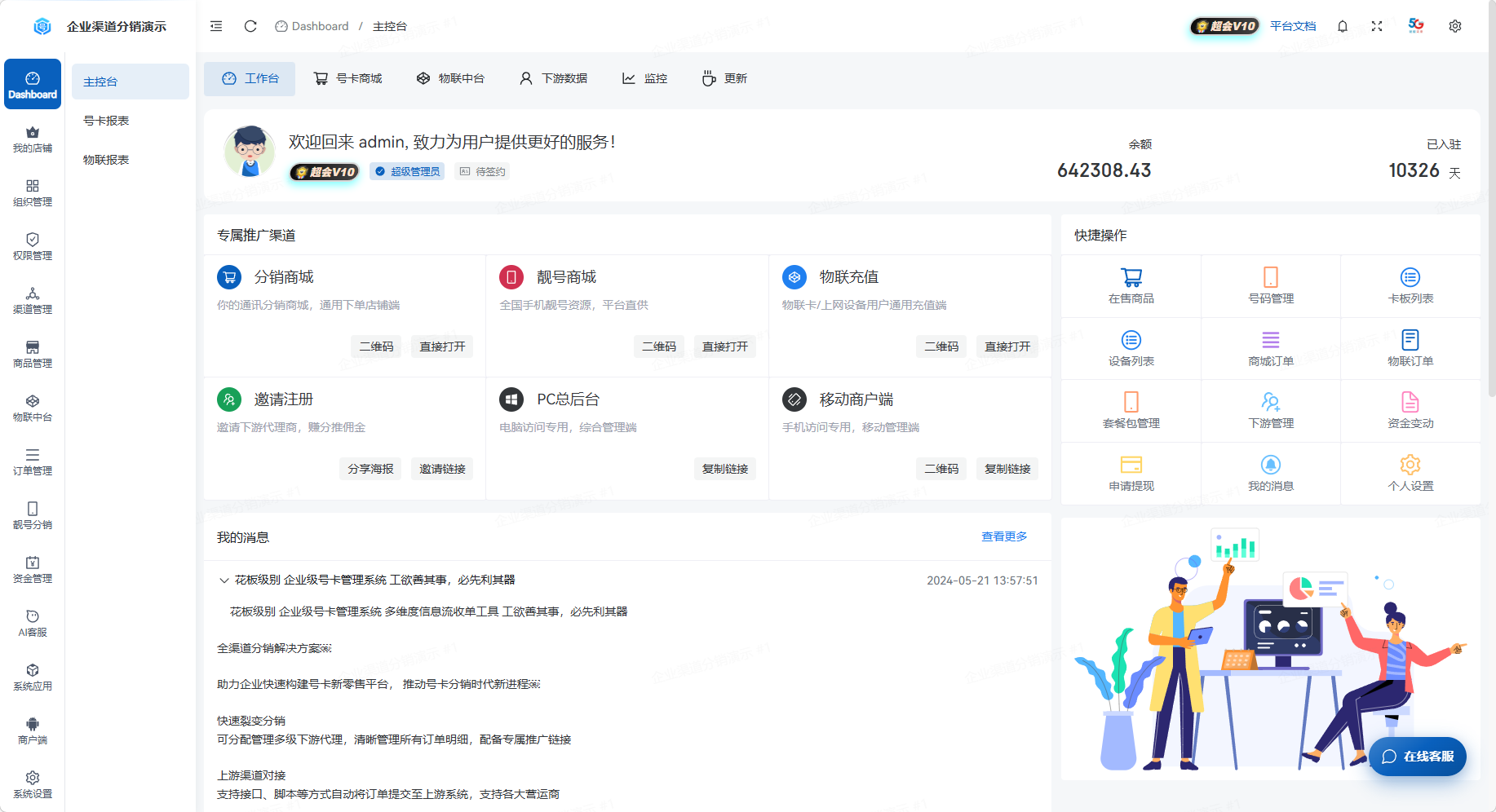中天云PC管理端 - 数据总览大盘